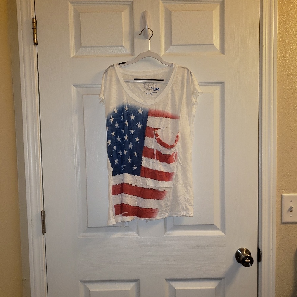 Blue Life American Flag Side Tie Shirt